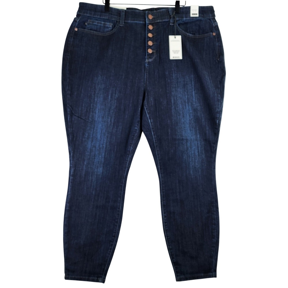 Judy Blue‎ High Waist Skinny Jeans Womens 22W Dark Wash Button Fly Stretch Denim